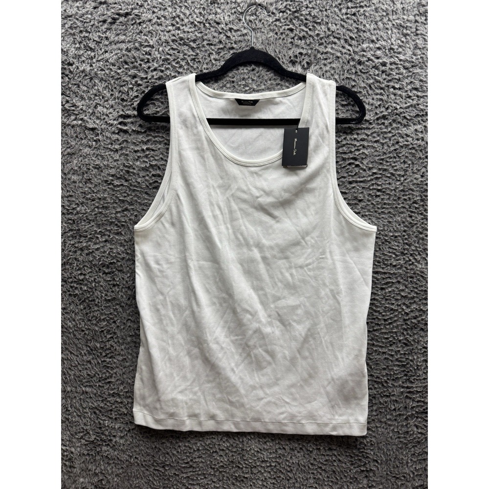 Massimo Dutti NWT Women's White Knitted Sleeveless 100% Cotton Tank Top Size L